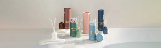 5 Petite Reed Diffusers and packaging on display
