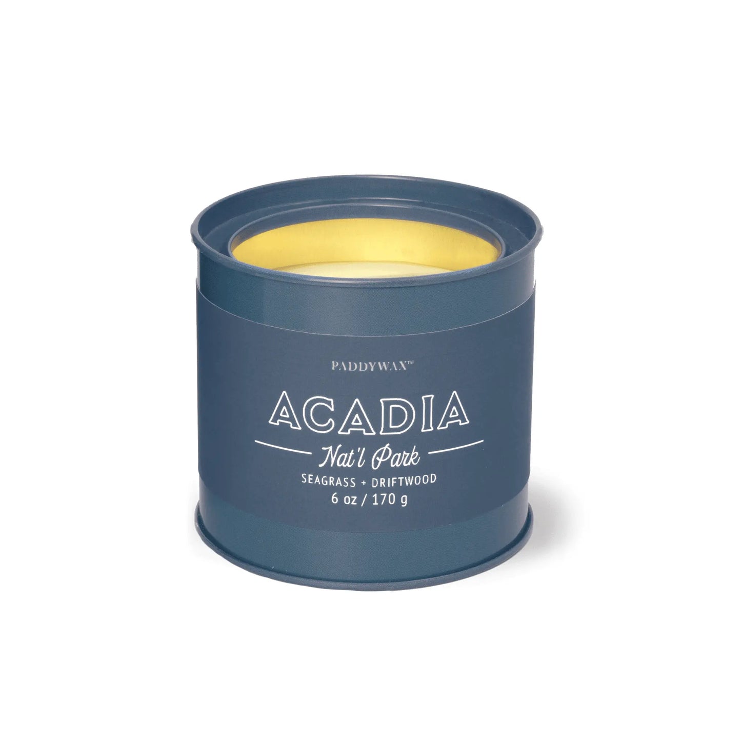 Parks 6oz Candle - Seagrass + Driftwood candle on a white background.