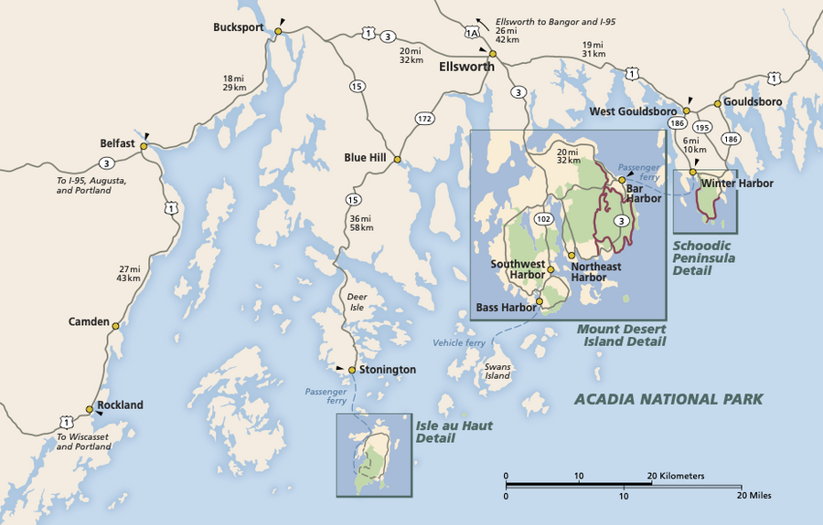 Map of Acadia National Park