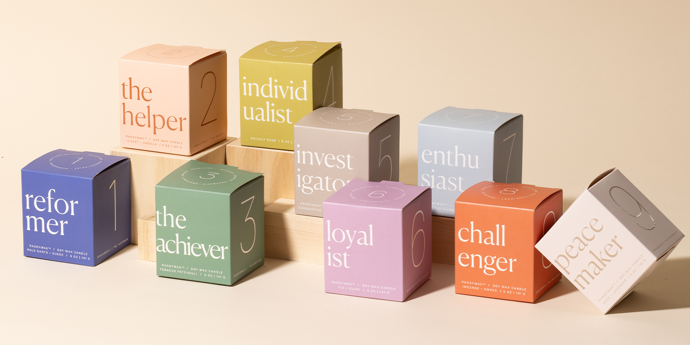 Ennearam candles in colorful packaging