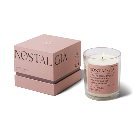 Mood Collection 8oz - Pepper + Plum "Nostalgia" candle on a white background.