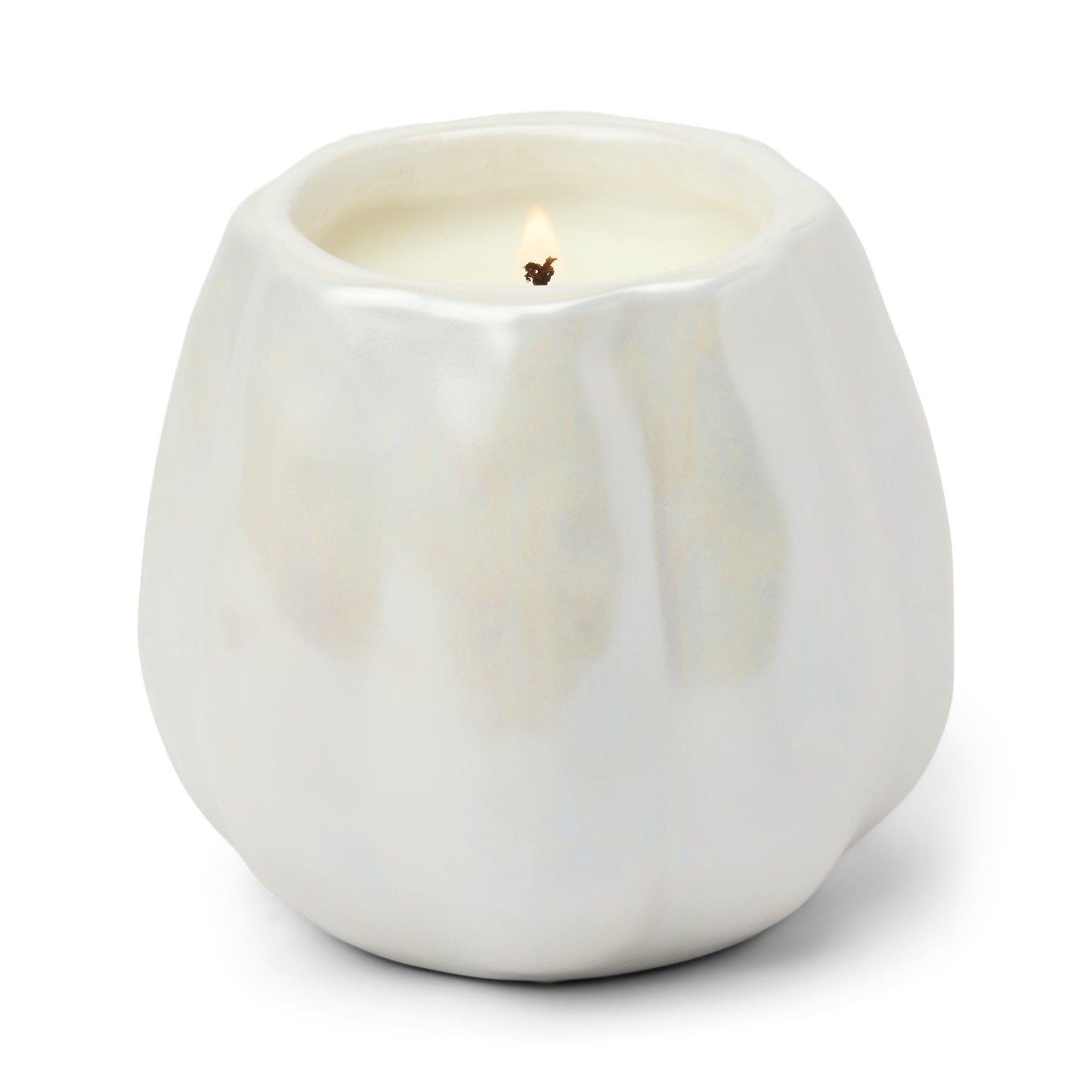 White Metallic Pumpkin Candle - Flaming Pumpkin