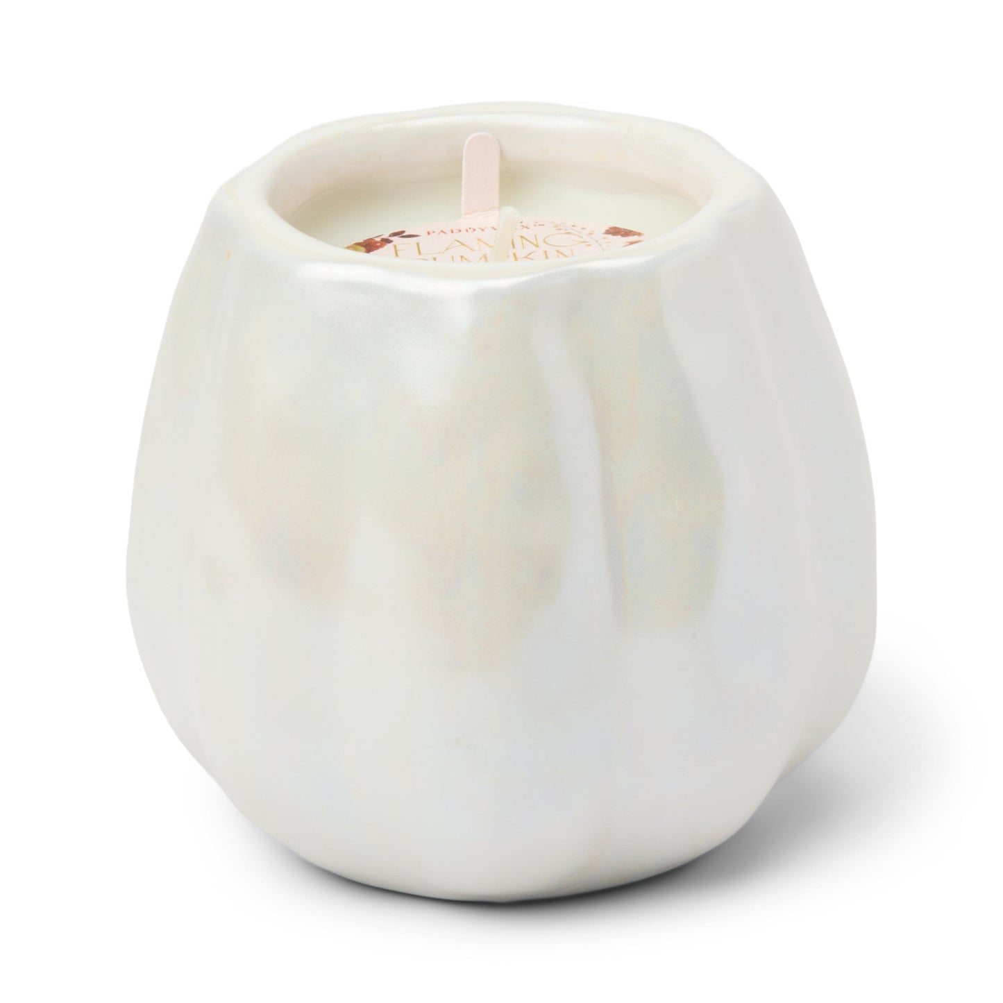 White Metallic Pumpkin Candle - Flaming Pumpkin