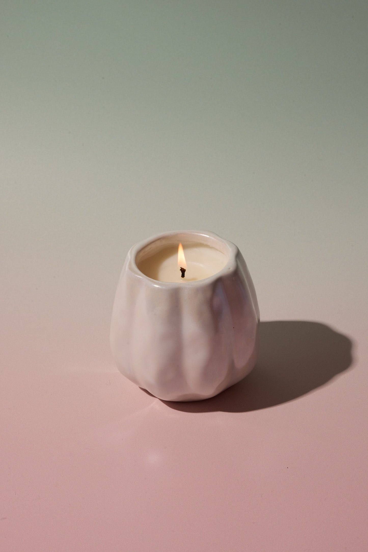 White Metallic Pumpkin Candle - Flaming Pumpkin