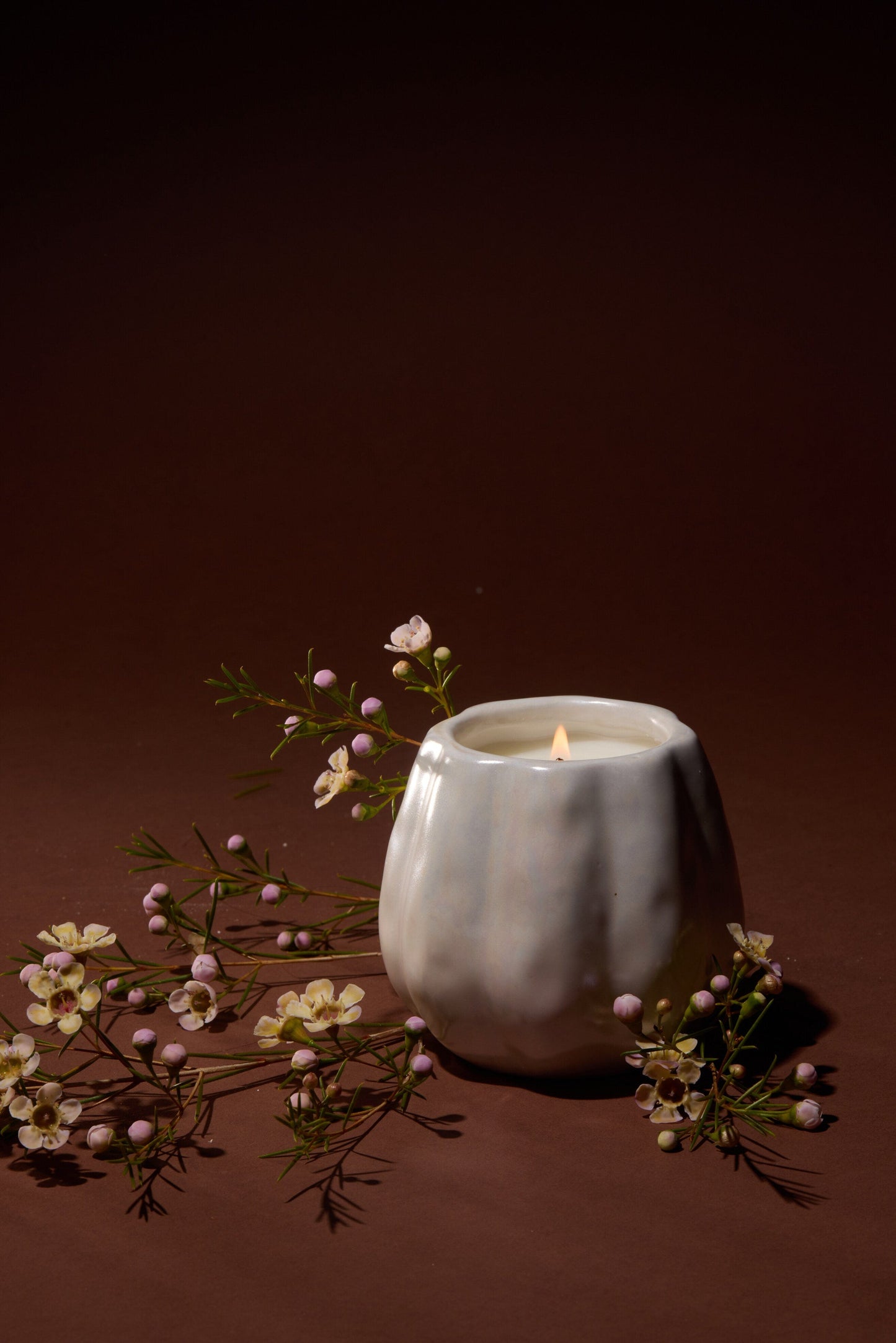 White Metallic Pumpkin Candle - Flaming Pumpkin
