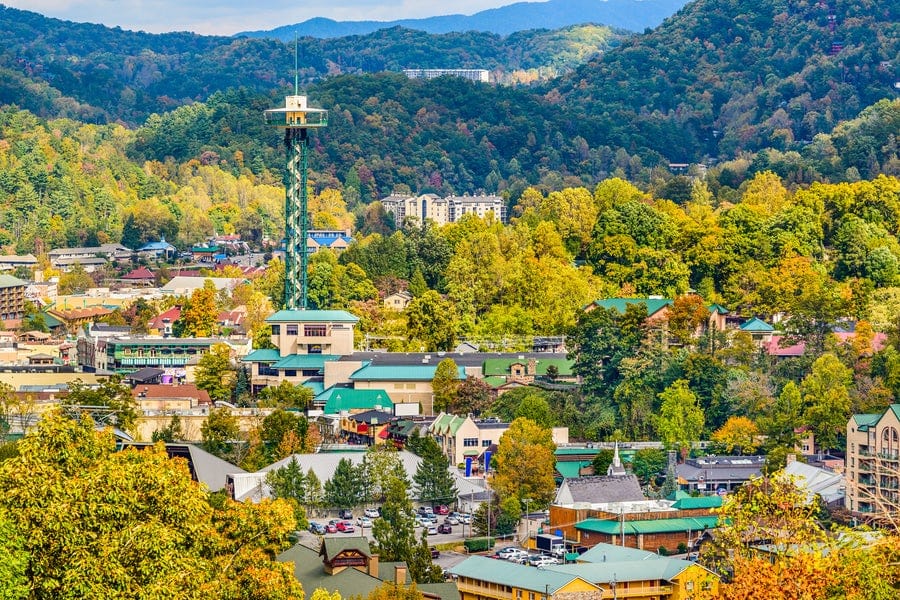 Great Smoky Mountains - Pigeon Forge Town Below the park