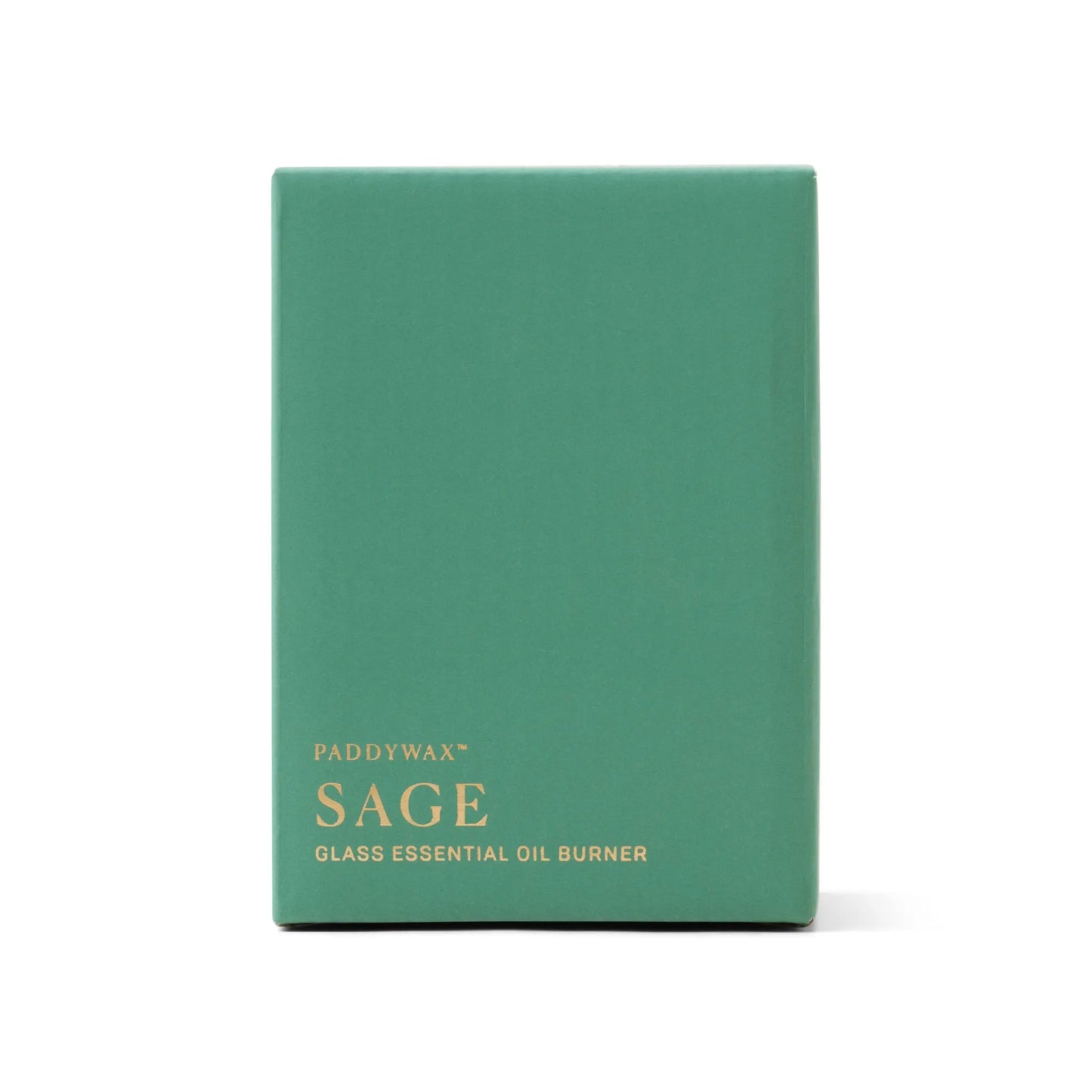 Essential Oil Burner & Tea Light Candle - Sage Green Glass box front view