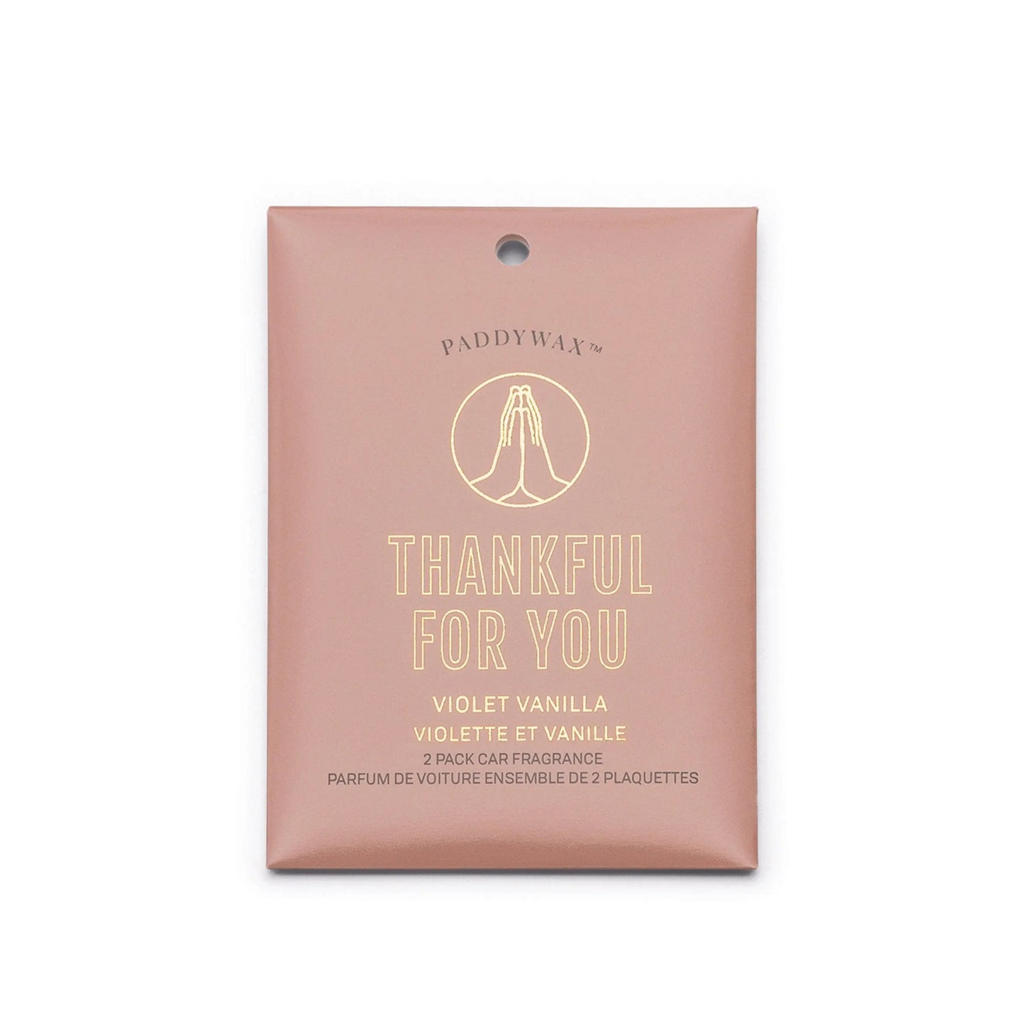 The Impressions Car Fragrance - Violet Vanilla Thankful For You includes two violet vanilla car scents in a pink packet, making your drive more delightful.