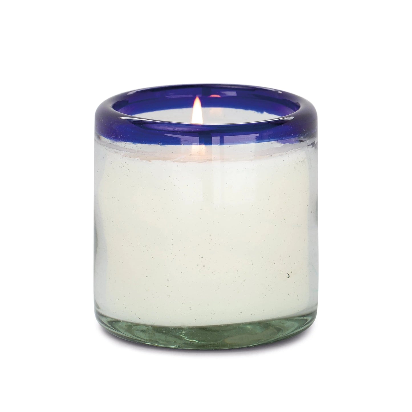 La Playa 9 oz Candle - Salted Blue Agave - glass vessel with blue colored rim
