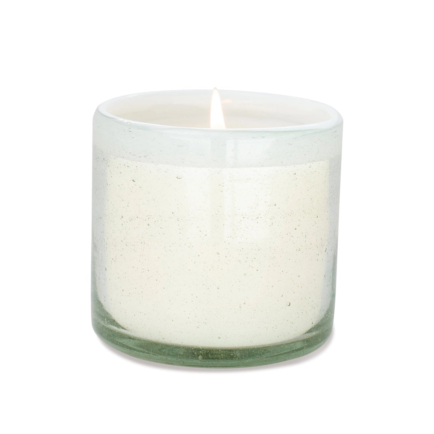 La Playa 9 oz Candle - Amber + Coconut - glass vessel with white colored rim