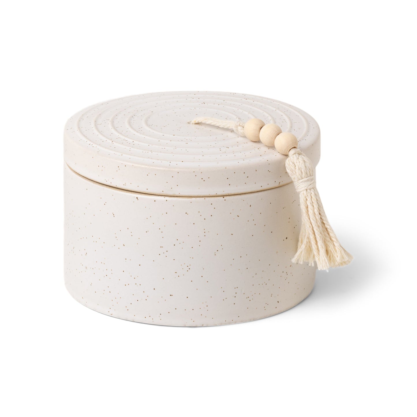 Cypress + Fir - 10 oz. White Speckled Beaded Ceramic Candle