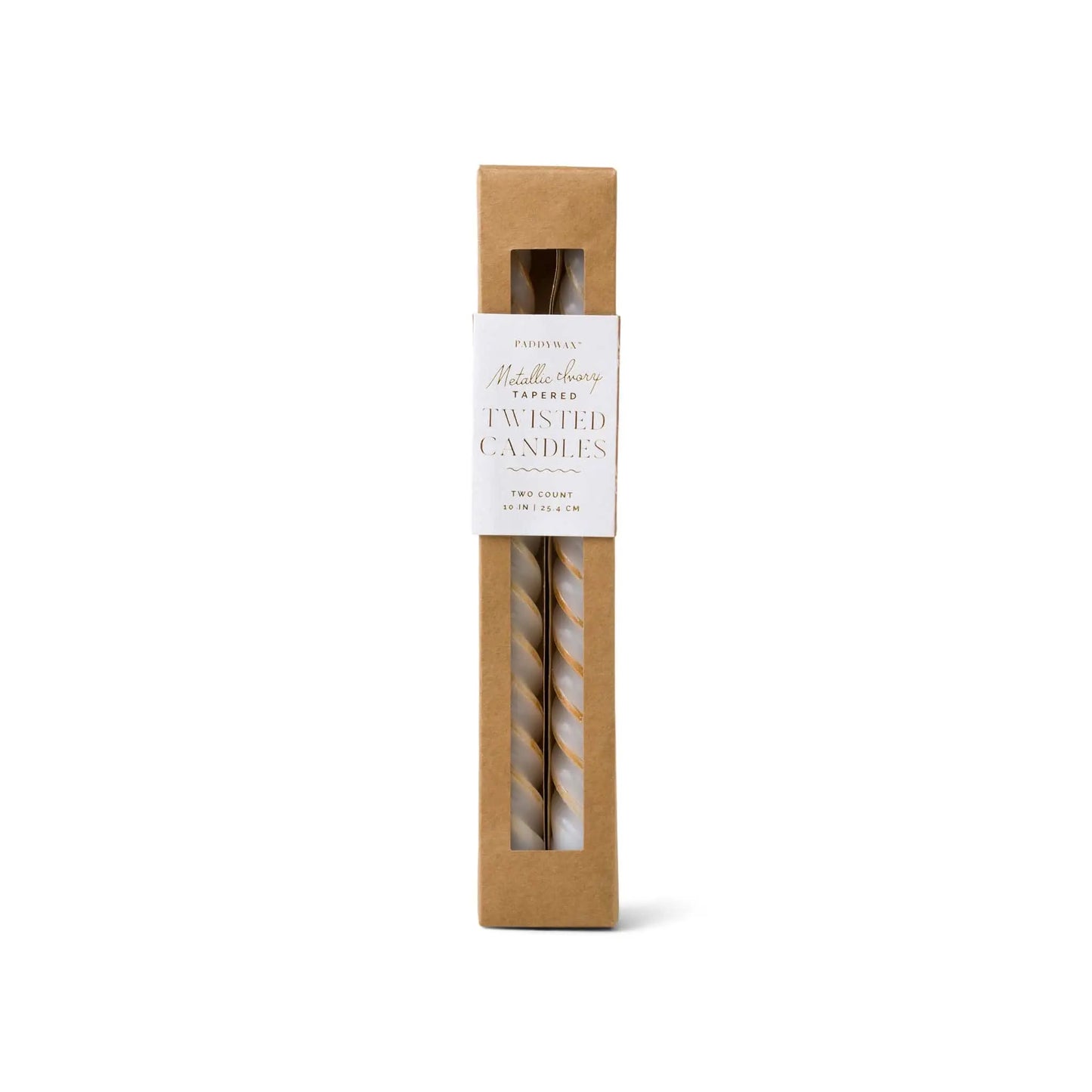 Metallic Ivory Twisted Taper Candles 2-count