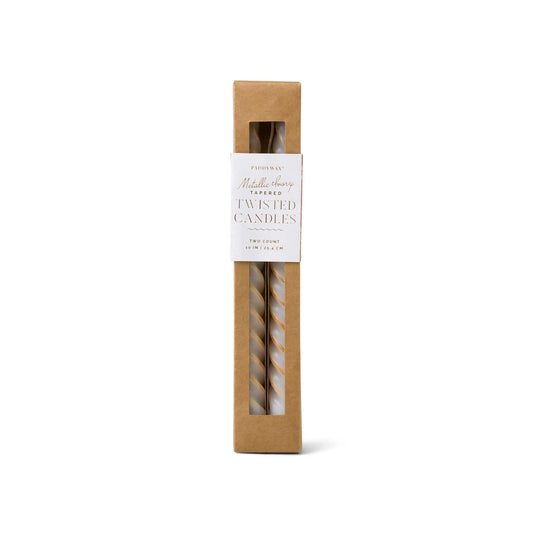 Metallic Ivory Twisted Taper Candles 2-count