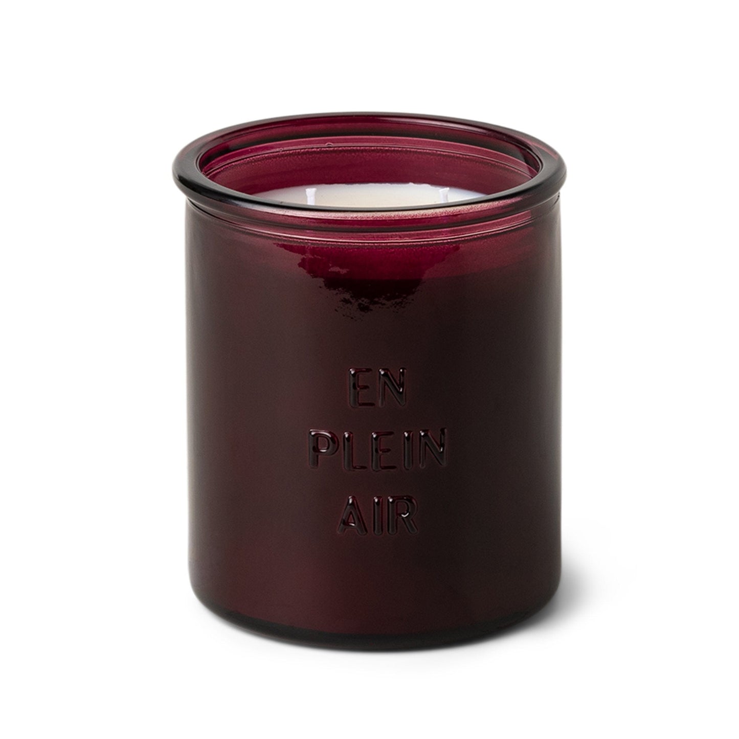 En Plein Air 10 oz - Tobacco Oud - deep purple colored glass vessel