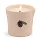 The Bistro Candle - Fig & Olive, in a cream ceramic holder adorned with a painted olive and leaf, fills your space with fragrance and captures the charm of a Parisian café.