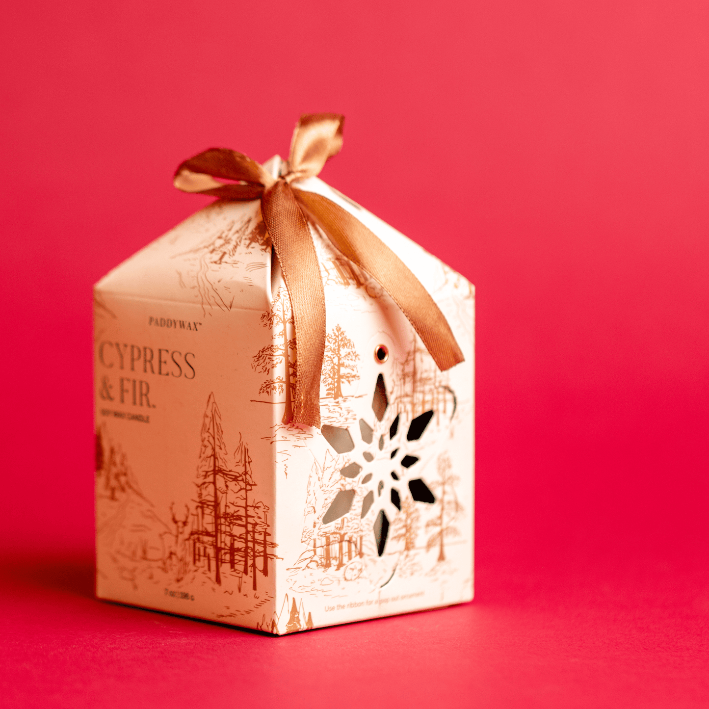 Ornament gift box on red background