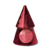 The Winter Berry Tree - 7 oz Candle is a shiny red, tree-shaped candle with a ribbed texture and a tag—ideal for fans of festive Christmas tree candles and seasonal scents.