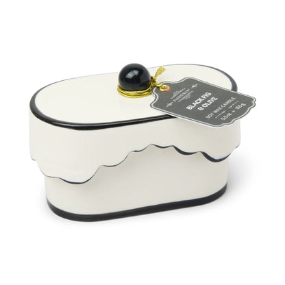 Cherie 5.5 oz Ceramic Candle - Black Fig & Olive on white background. 