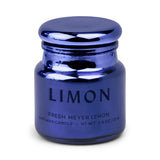 The Meyer Lemon - Chroma Candle 2.5 oz features a fresh Meyer lemon soy wax in a blue metallic jar from the Chroma collection.