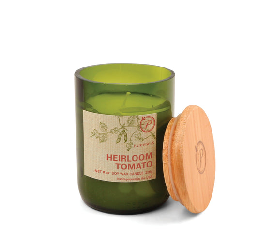 Eco - Heirloom Tomato 8oz candle with lid on white background