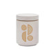 The Form 12 oz Candle - Tobacco Flower is a white ceramic jar with a fitted lid and minimalist beige geometric design—perfect as a planter, candle, or stylish home fragrance accent.