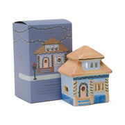 No. 06 The East Side House - Incense & Tea Light Holder features a painted ceramic house holder and comes with a festive box reading: East Side House, Includes: Painted Ceramic House, 20 Incense Cones & 1 Tray.