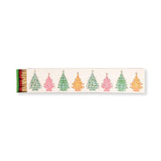A box of Christmas Trees - Extra Long Boxed Matches featuring illustrated pink, yellow, and green trees on a white cover—perfect for festive stocking stuffers or vintage holiday decor.