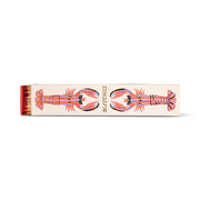 Lobsters - Extra Long Boxed Matches: A rectangular box with two illustrated lobsters facing each other and the word MATCHES between them, containing red-tipped, extra-long safety matches.