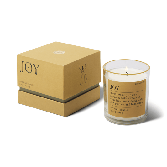 Mood Collection 8oz - Misted Lime "Joy" candle on a white background. 
