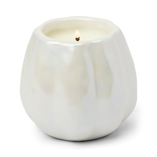 White Metallic Pumpkin Candle - Flaming Pumpkin