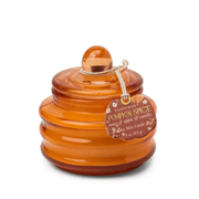 Introducing the Pumpkin Spice - Beam 3 oz Candle: Housed in an amber glass jar with a ribbed design, this candle features a round lid and a tag reading “Pumpkin Spice.” Fill your space with warm notes of apple and vanilla, creating an inviting autumn aroma. With 3 oz (85g) of wax, it’s perfect for cozying up your home or gifting during the holidays.