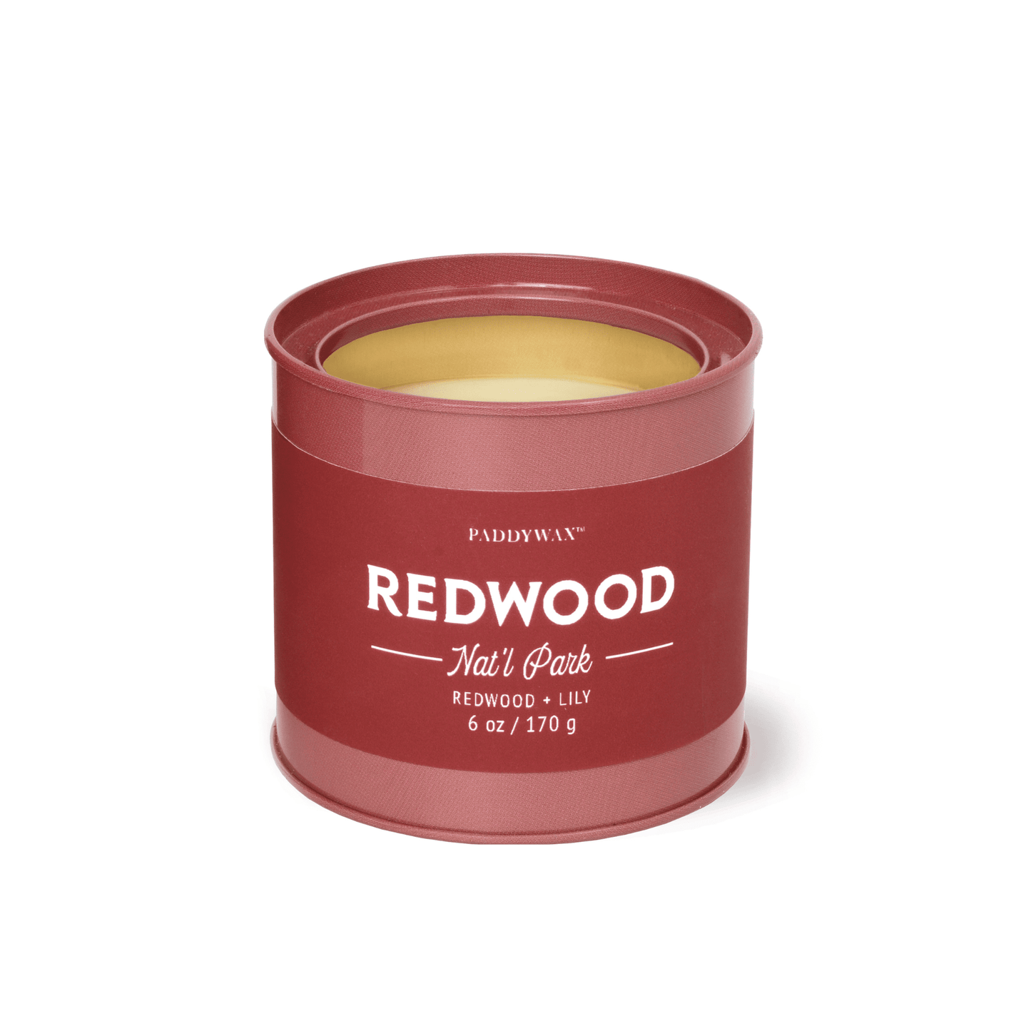 Parks 6oz Candle - Redwood + Lily candle on a white background.