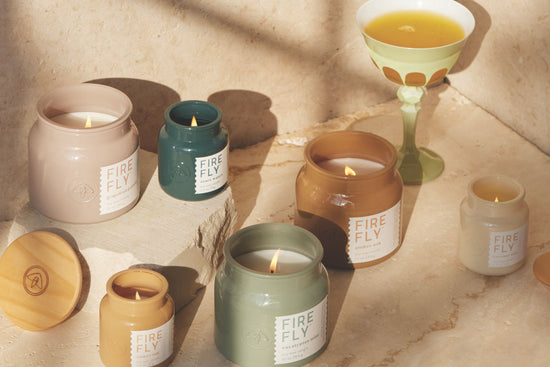Sol Candle Collection options sitting on a concrete slab