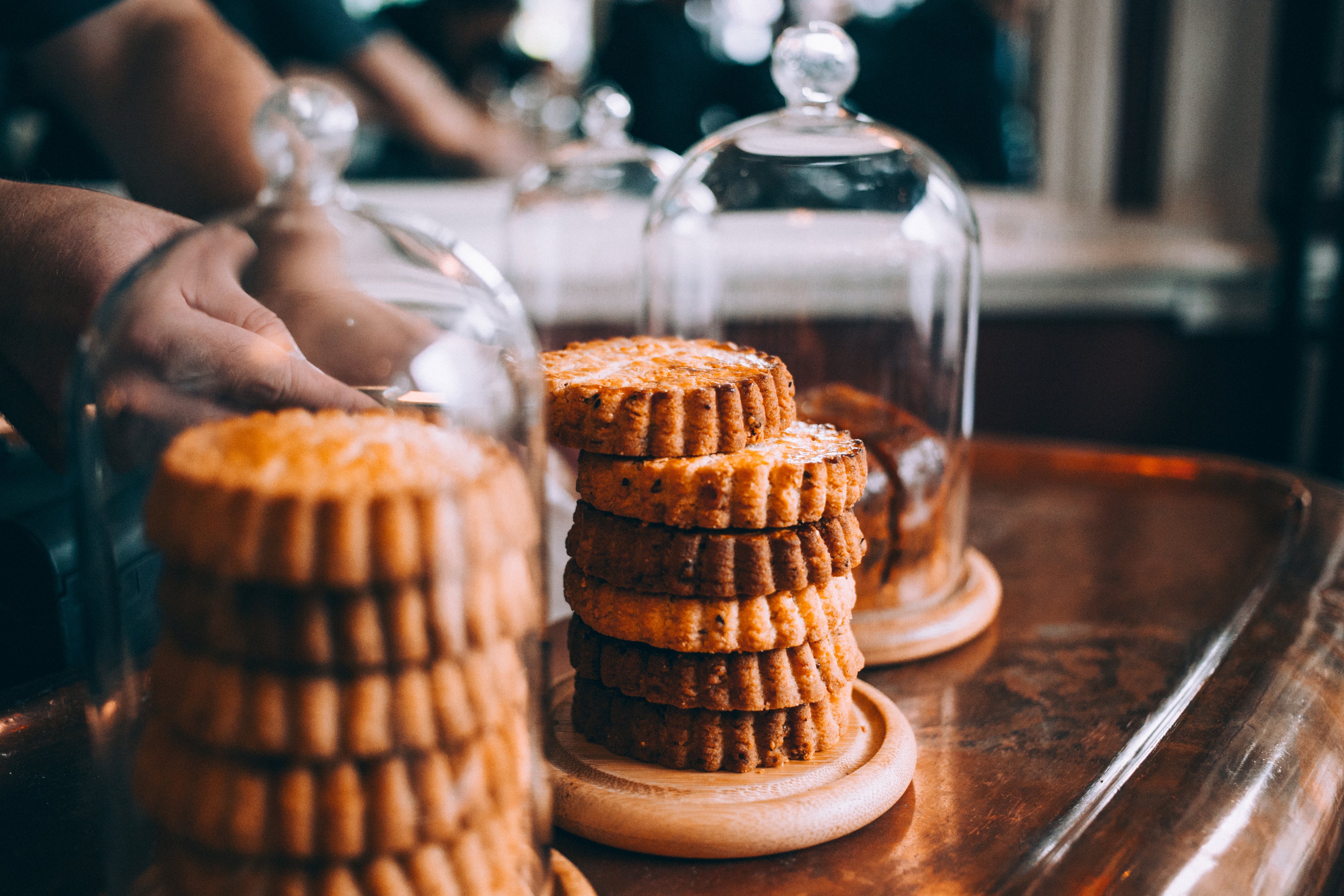 Cookies on cafe counter