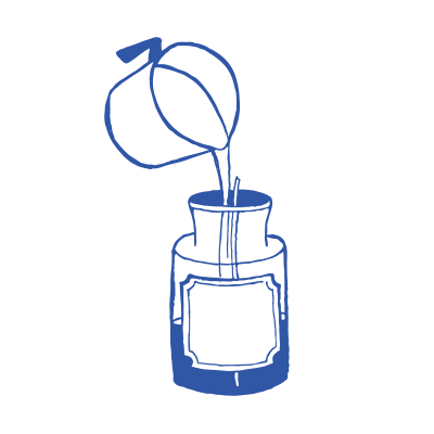 illustration of candle wax being poured into candle vessel