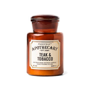 8 oz brown apothecary bottle glass vessel with a vintage-style label; white wax; part of the apothecary collection