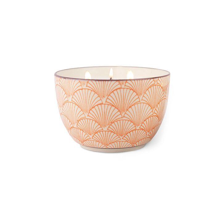 Boheme - Pink Pepper and Pomelo - orange and white colored bowl 12 oz lit on a white background