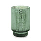 12 oz. tall mercury glass vessel that gives off a disco ball-like glow when lit; white wax and one cotton wick