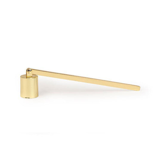 gold-colored brass candle snuffer