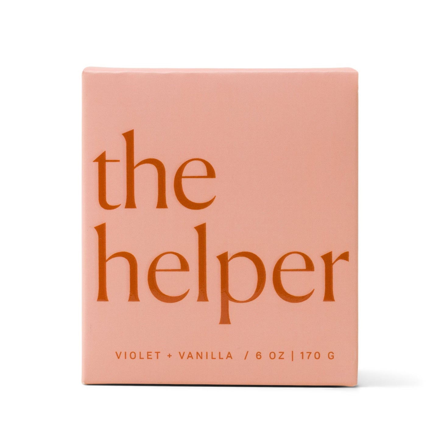 Pink box with "the helper" printed on the front; Also has the number 2 printed on the side