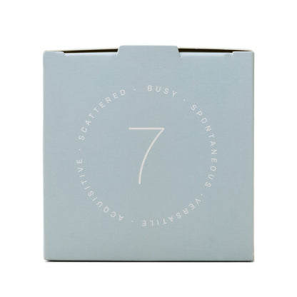 Baby blue box which reads "enthusiast"; also has the number 7 on the side