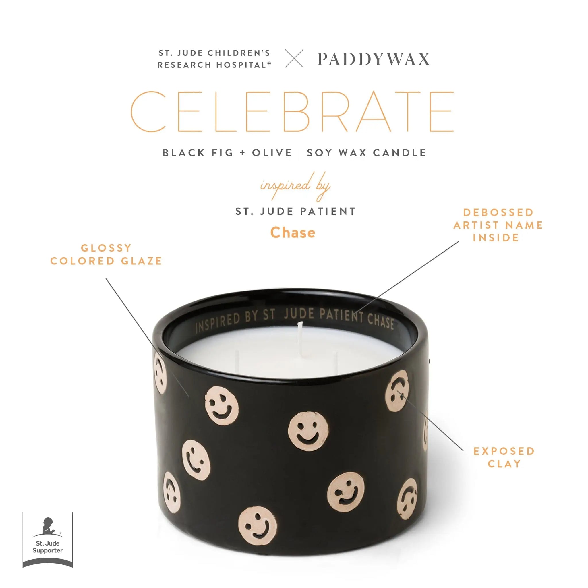 St. Jude Giveback "Celebrate" 11 oz. Candle Black Fig + Olive Paddywax