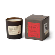 The Charles Dickens - Library Candle 6 oz features an ex libris design and literary quotes on both the label and box. A perfect scented candle choice for book lovers and fans of classic literature.