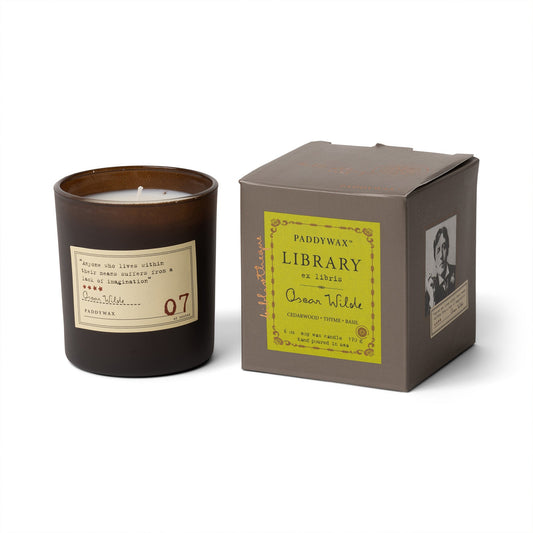 Library 6 oz Candle - Oscar Wilde - single wick with green colored label