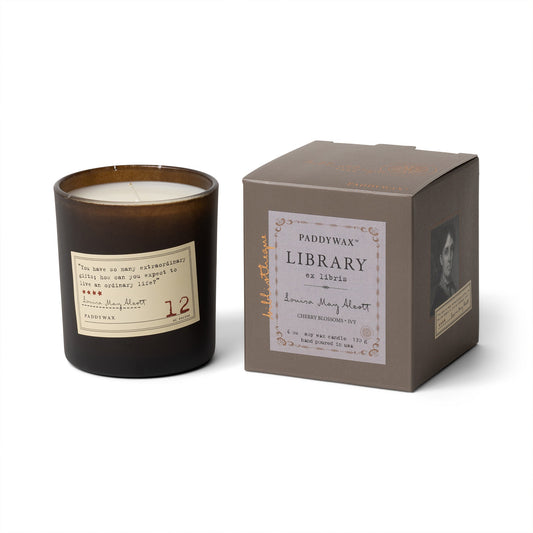 Library 6 oz Candle - Louisa May Alcott - single wick with purple colored label