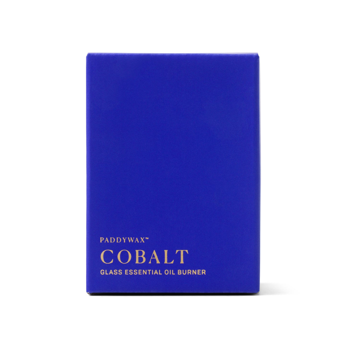 Essential Oil Burner & Tea Light Candle - Cobalt Blue Glass box front view