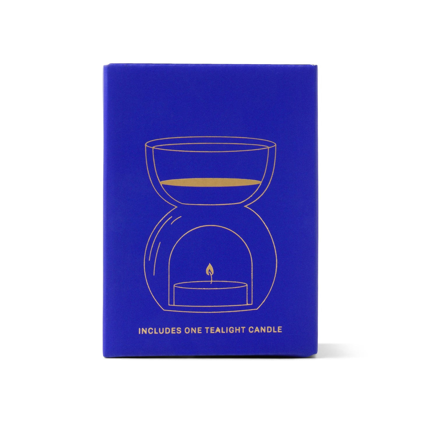 Essential Oil Burner & Tea Light Candle - Cobalt Blue Glass side view