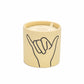 Impressions 5.75 oz Candle - Ocean Rose + Bay "Hang Loose" - yellow vessel with a black outlined hang loose hand signal