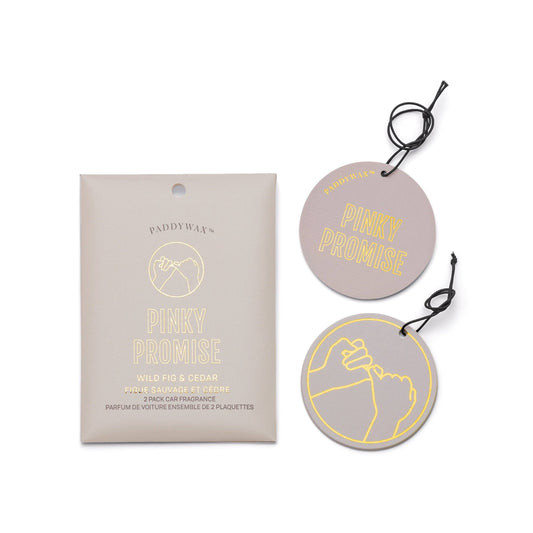 Impressions Car Fragrance - Wild Fig + Cedar "Pinky Promise" - light gray colored with gold outline