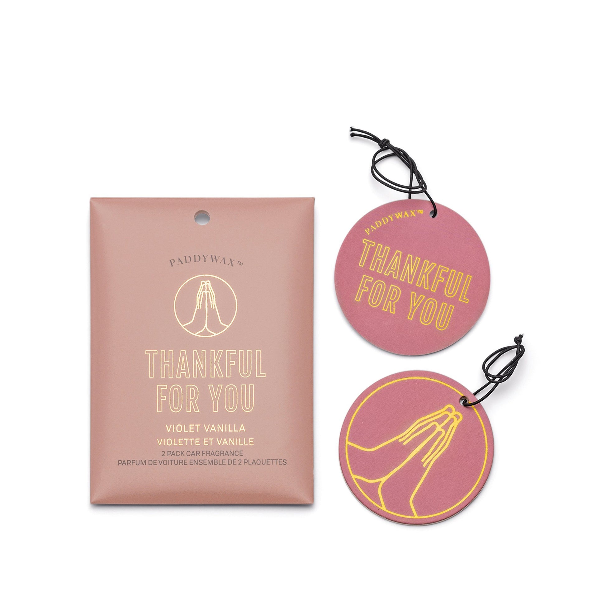 Impressions Car Fragrance - Violet Vanilla "Thankful For You" - dark pink colored with gold outline